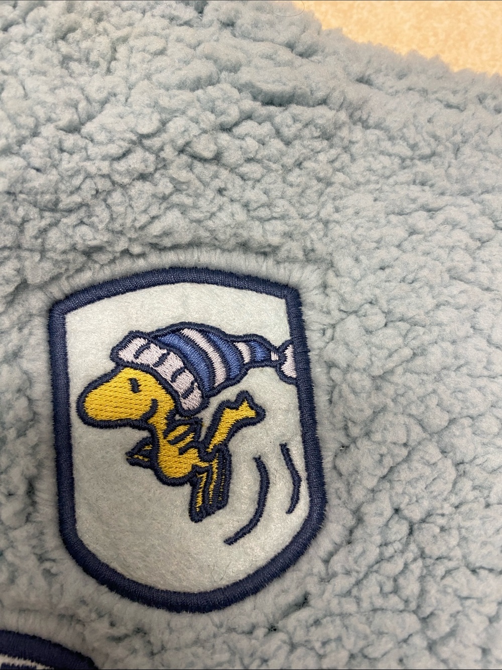 Peanuts Light Blue Sherpa Pullover Jacket with Snoopy Ski Embroidery - Picture 7 of 10